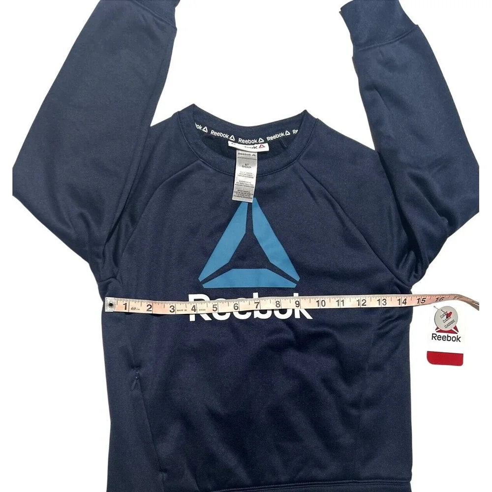 Reebok Boys Navy Blue Fleece Crewneck Sweatshirt Size Small (6-7) NWT